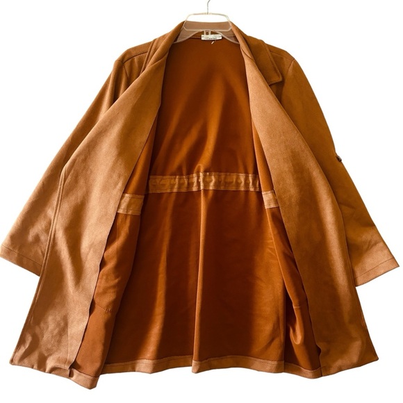 NEW Made in Italy Camel Tan Suede Long Jacket Coat - Picture 3 of 12